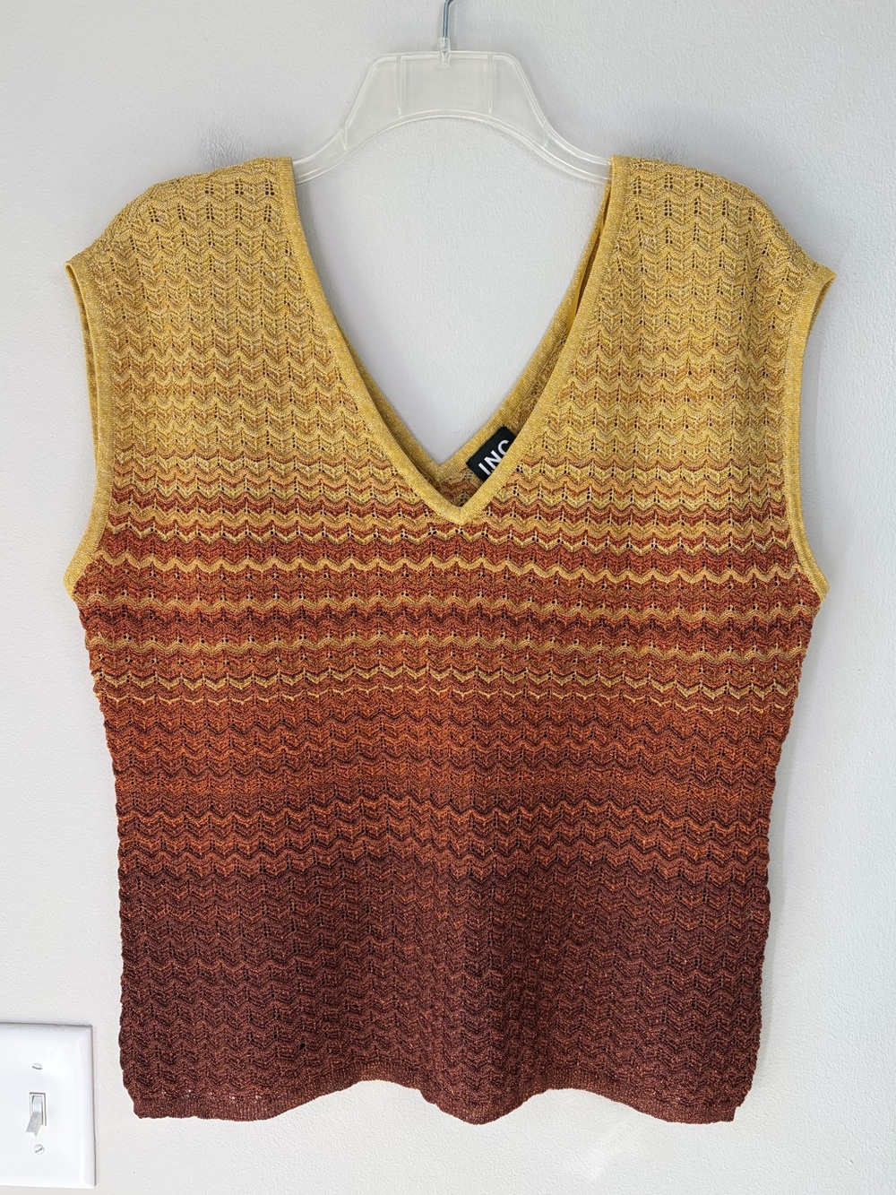 INC International Concepts Y2K-Inspired Metallic Knit Sleeveless Sweater Top